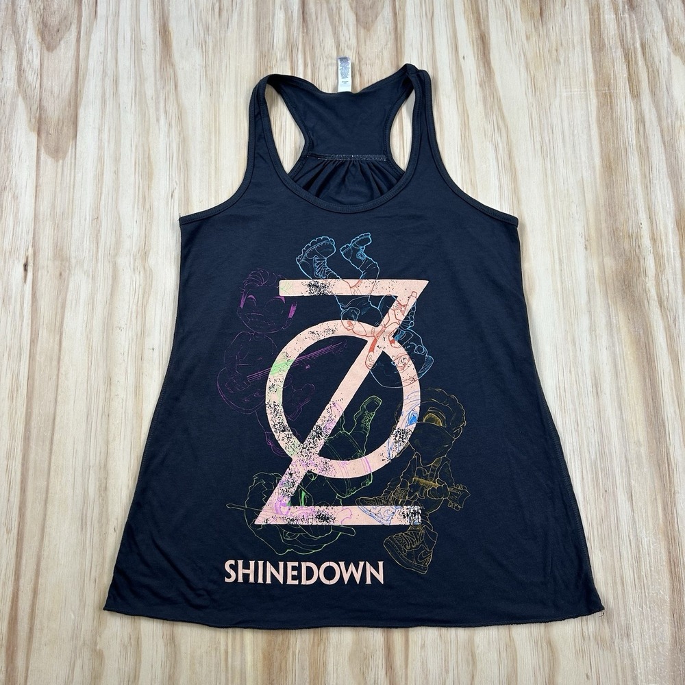 Shinedown Band Women's Medium Gray Tank Top Rock Music Concert Graphic Tee